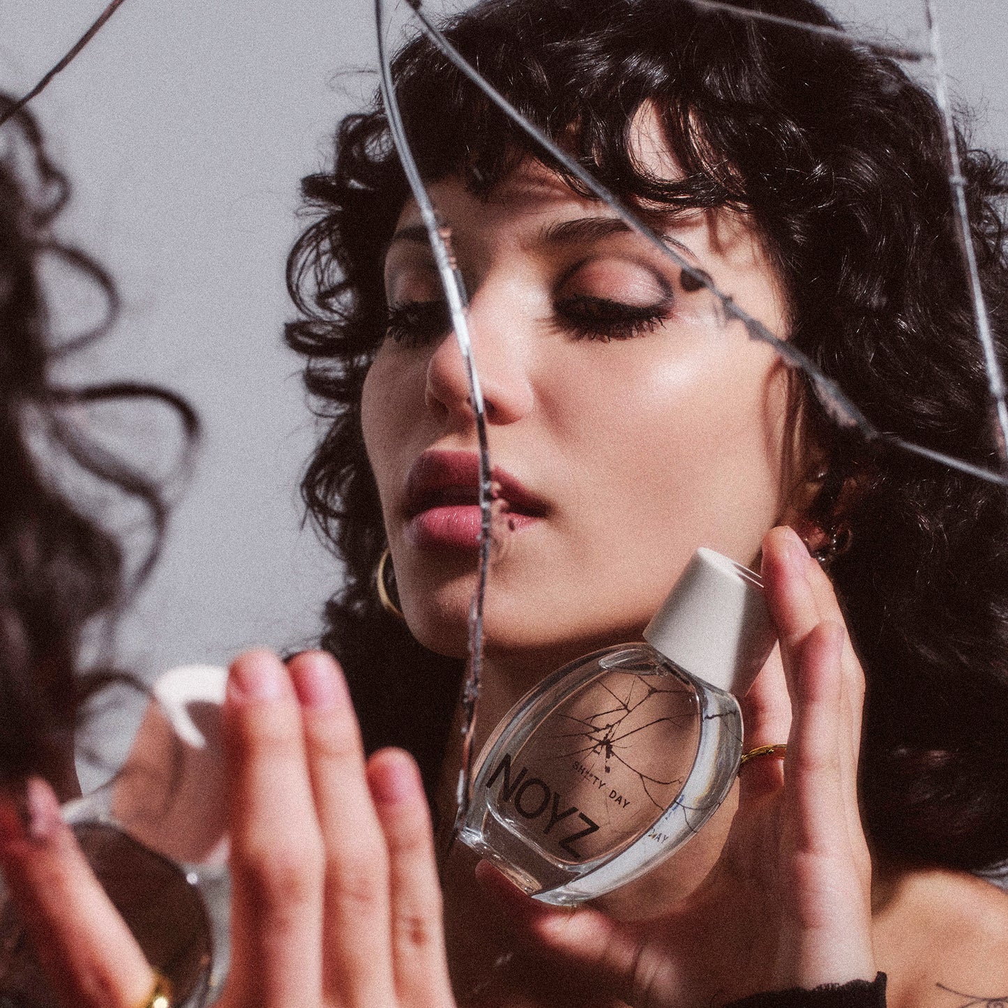 broken glass with model