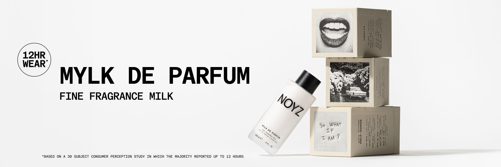MYLK DE PARFUM fine fragrance milk packaging with a white background