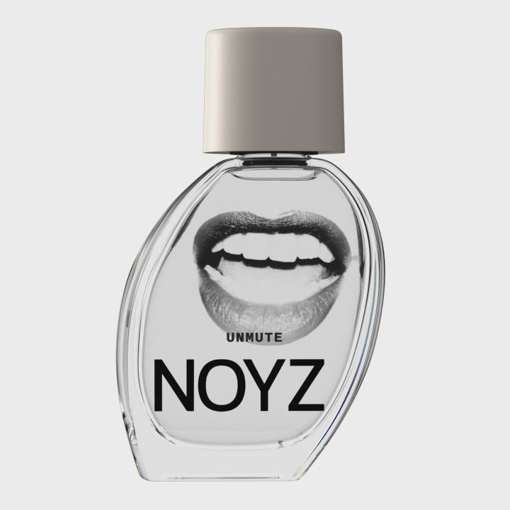 A 3D realistic rendering of Noyz Unmute perfume, a top unisex perfume