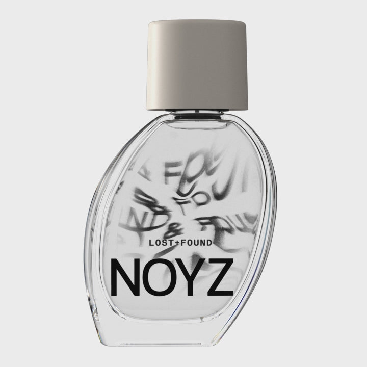 A 3D realistic rendering of Noyz Lost + Found perfume, a top unisex perfume